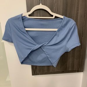 Blue twisted crop top